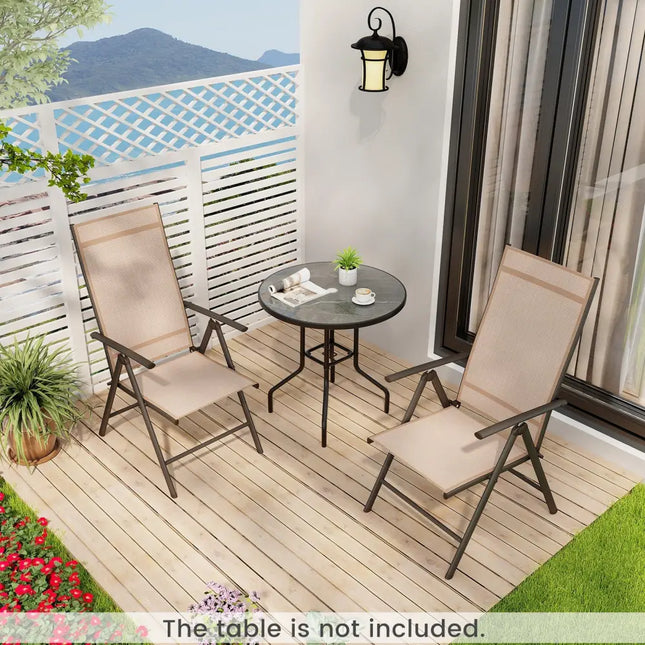 1 Piece Patio Folding Dining Chairs with 7-Level Adjustable High Backrest-Coffee - Coffee - Beach & Lawn Chairs