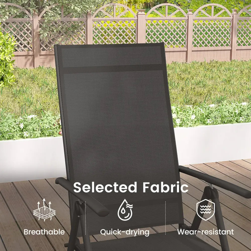 1 Piece Patio Folding Dining Chairs with 7-Level Adjustable High Backrest-Black - Black - Beach & Lawn Chairs