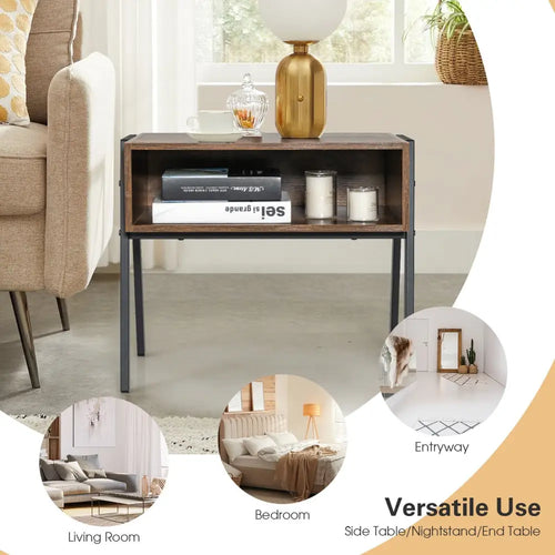 Costway stackable nightstand shelf with metal frame, compact accent table for bedroom storage and decor.