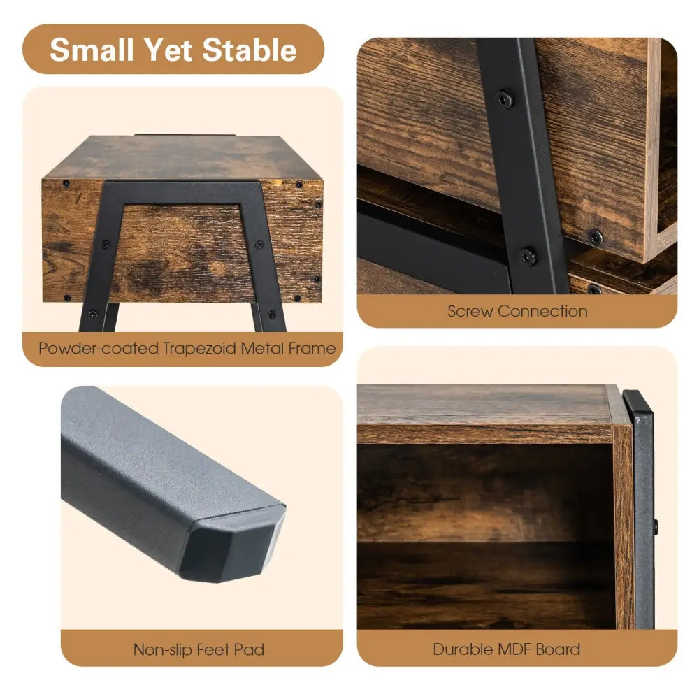 Costway stackable nightstand shelf with metal frame, compact accent table for bedroom storage and decor.