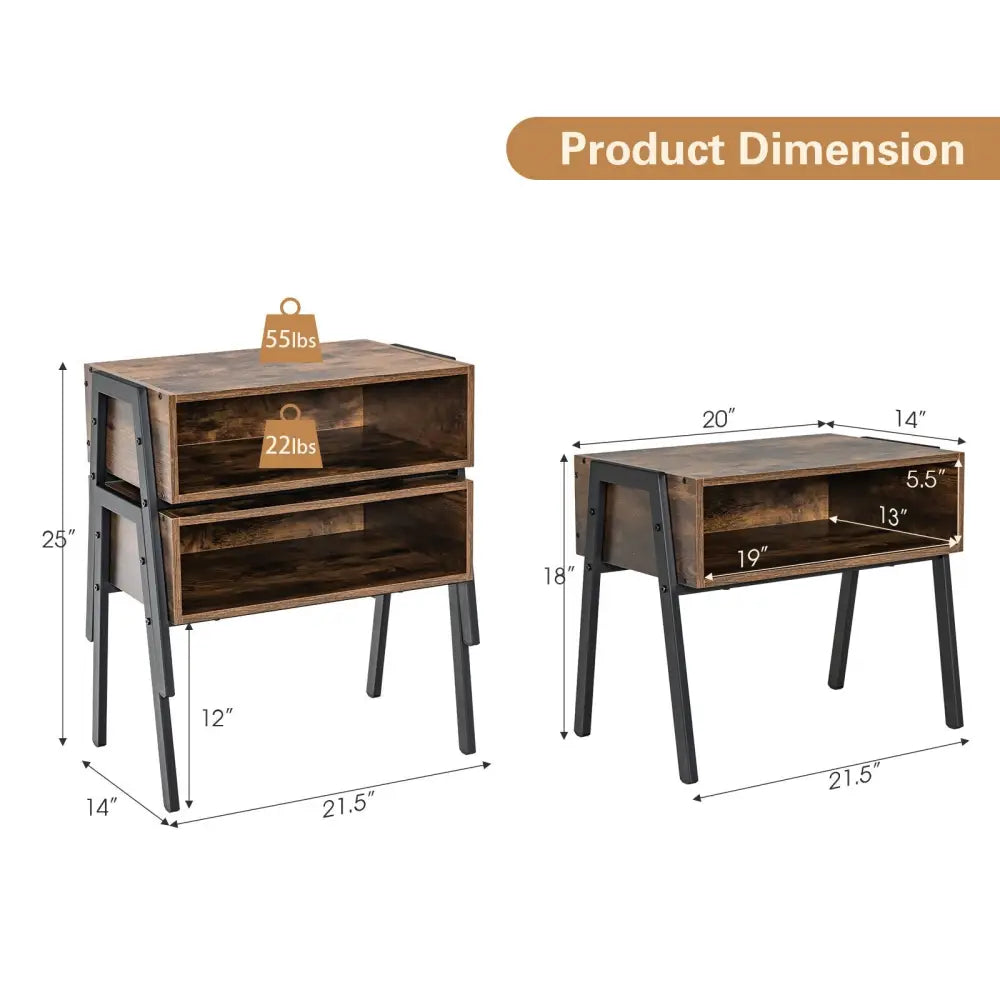 Costway stackable night stand shelf with metal frame, compact accent table for bedroom storage and decor.