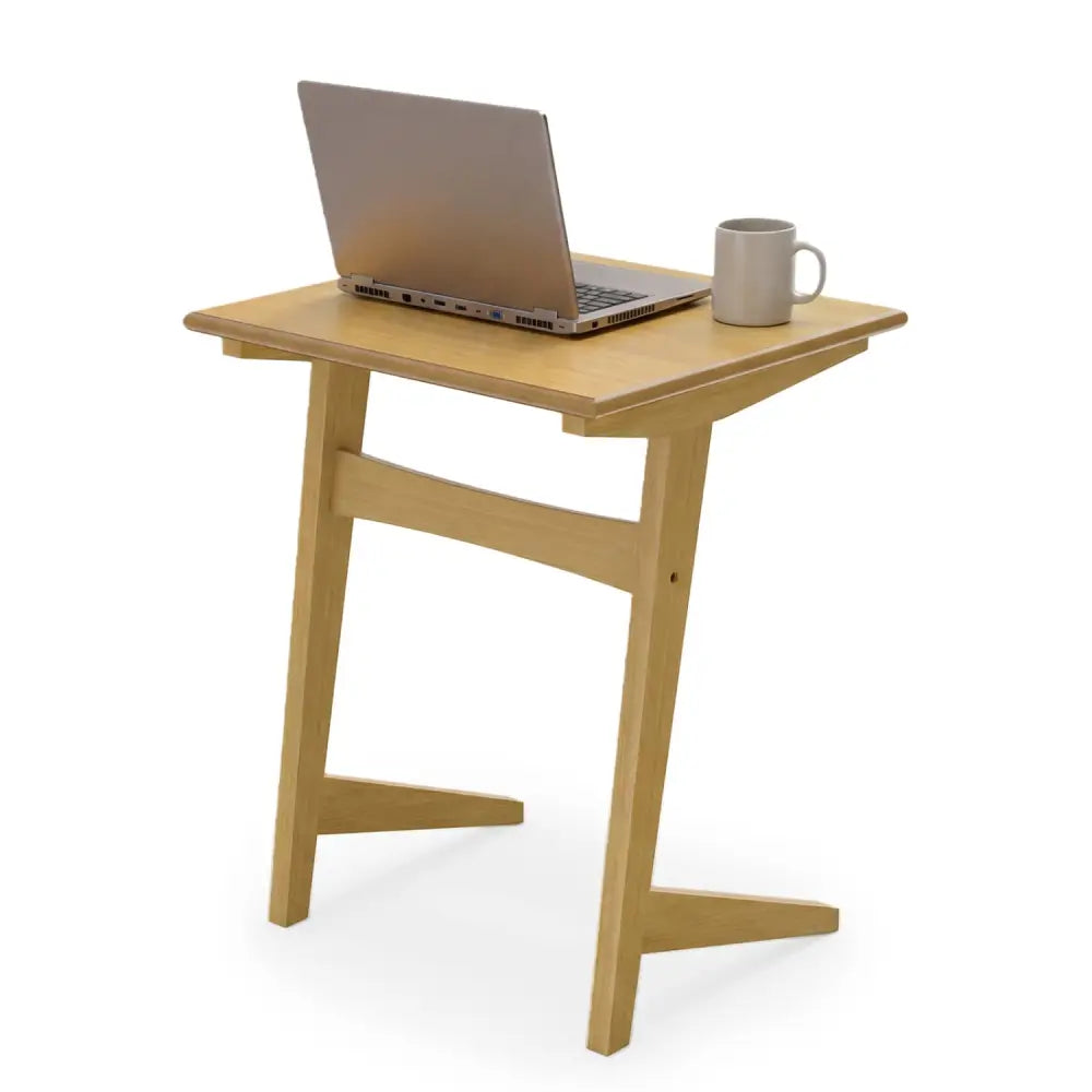 1 Piece Wood Sofa Side Table C-shaped End Table with Wood Veneered Top - Natural - End & Side Tables