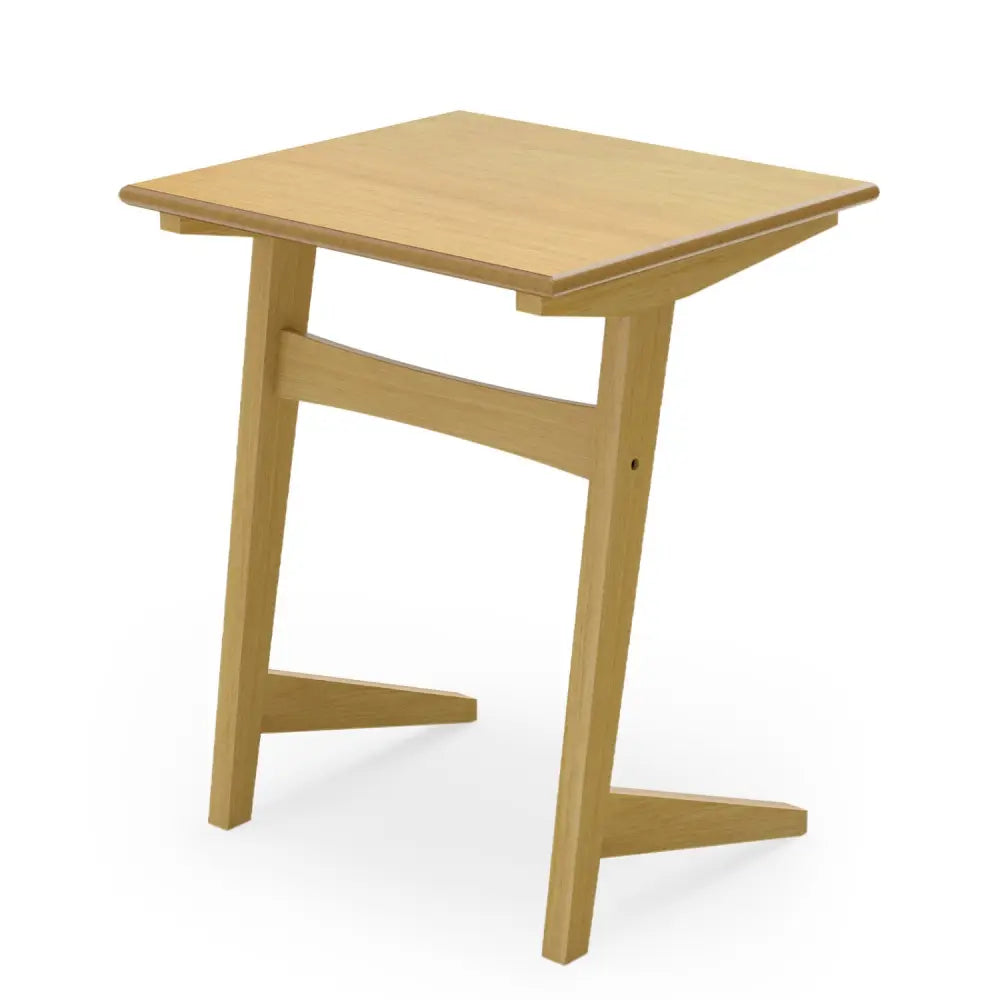 1 Piece Wood Sofa Side Table C-shaped End Table with Wood Veneered Top - Natural - End & Side Tables
