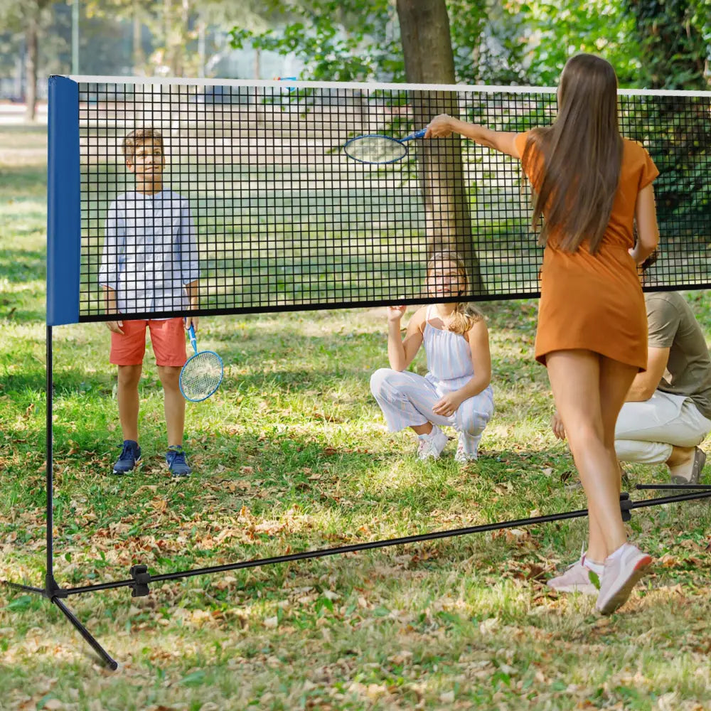 10/14 Feet Adjustable Badminton Net Stand with Portable Carry Bag-10 Feet - Black - Sport Equipments