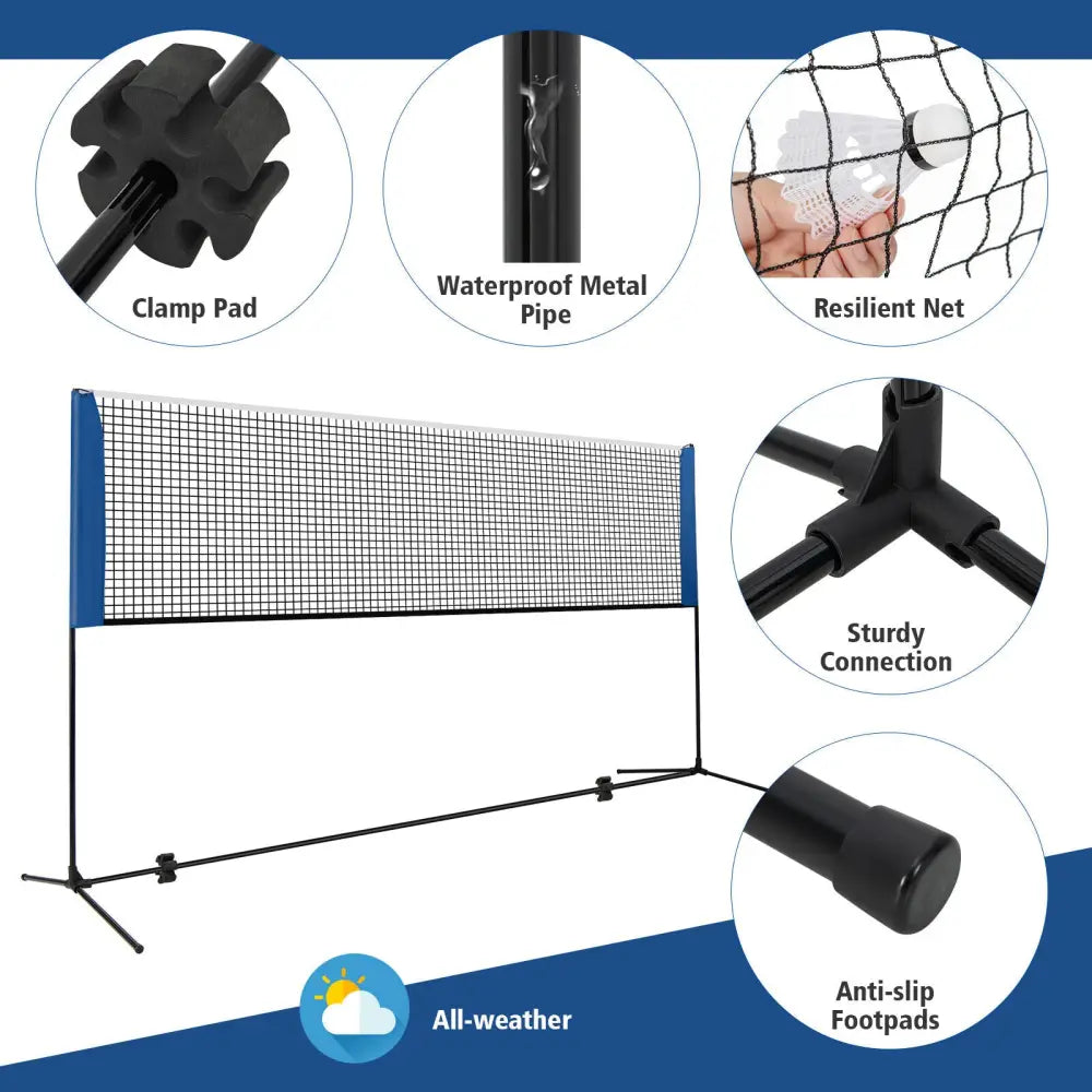 10/14 Feet Adjustable Badminton Net Stand with Portable Carry Bag-10 Feet - Black - Sport Equipments