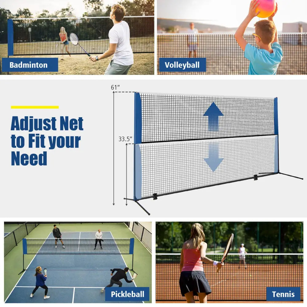 10/14 Feet Adjustable Badminton Net Stand with Portable Carry Bag-10 Feet - Black - Sport Equipments