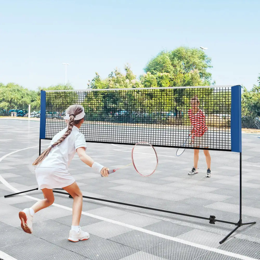 10/14 Feet Adjustable Badminton Net Stand with Portable Carry Bag-10 Feet - Black - Sport Equipments