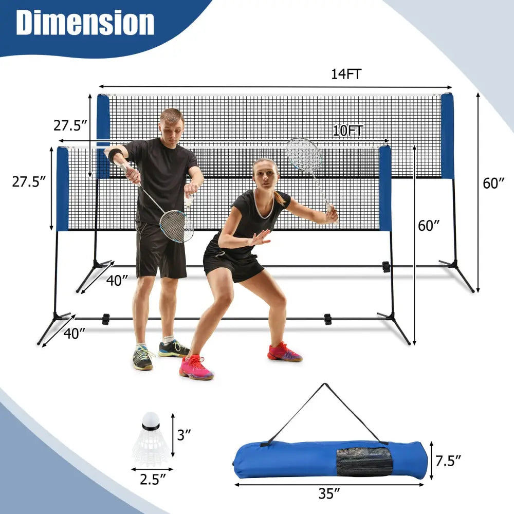 10/14 Feet Adjustable Badminton Net Stand with Portable Carry Bag-10 Feet - Black - Sport Equipments