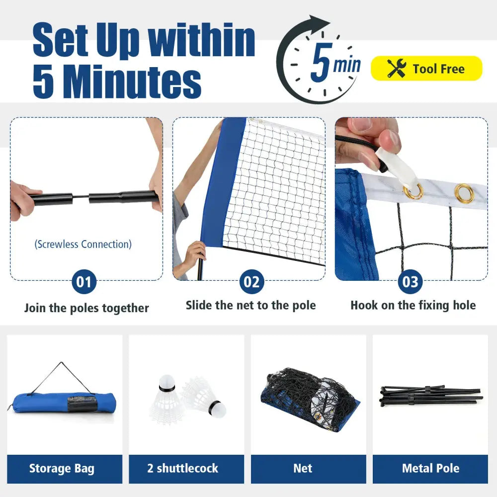 10/14 Feet Adjustable Badminton Net Stand with Portable Carry Bag-10 Feet - Black - Sport Equipments