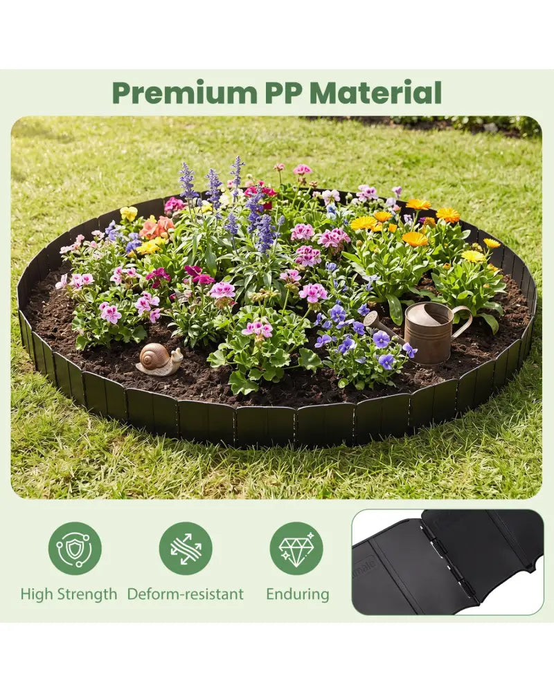 10.5 FT 70 PCS Garden Edging Borders No Dig Interlocking Design for Flower Beds-Black - Black - Raised Garden Beds