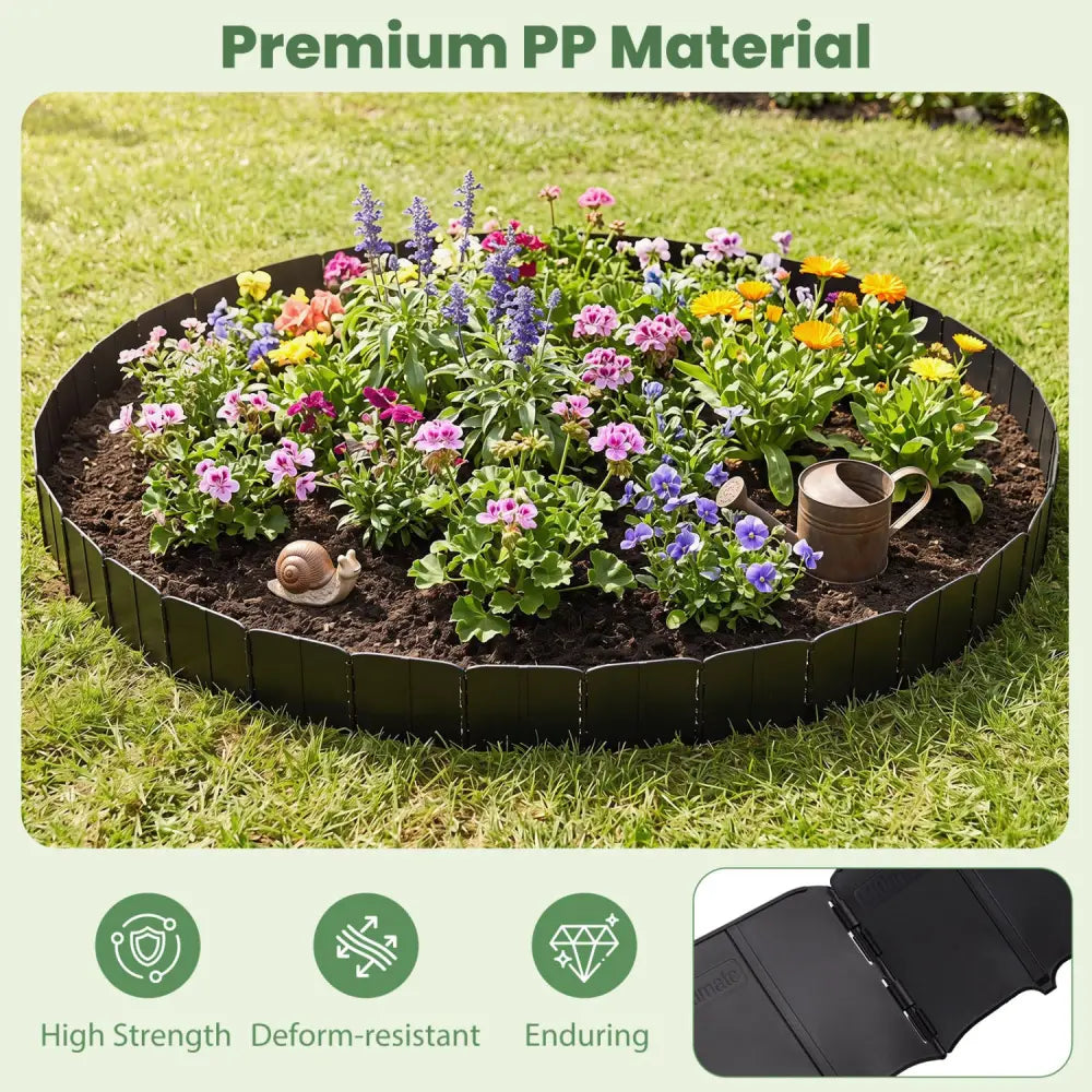 10.5 FT 70 PCS Garden Edging Borders No Dig Interlocking Design for Flower Beds-Black - Black - Raised Garden Beds