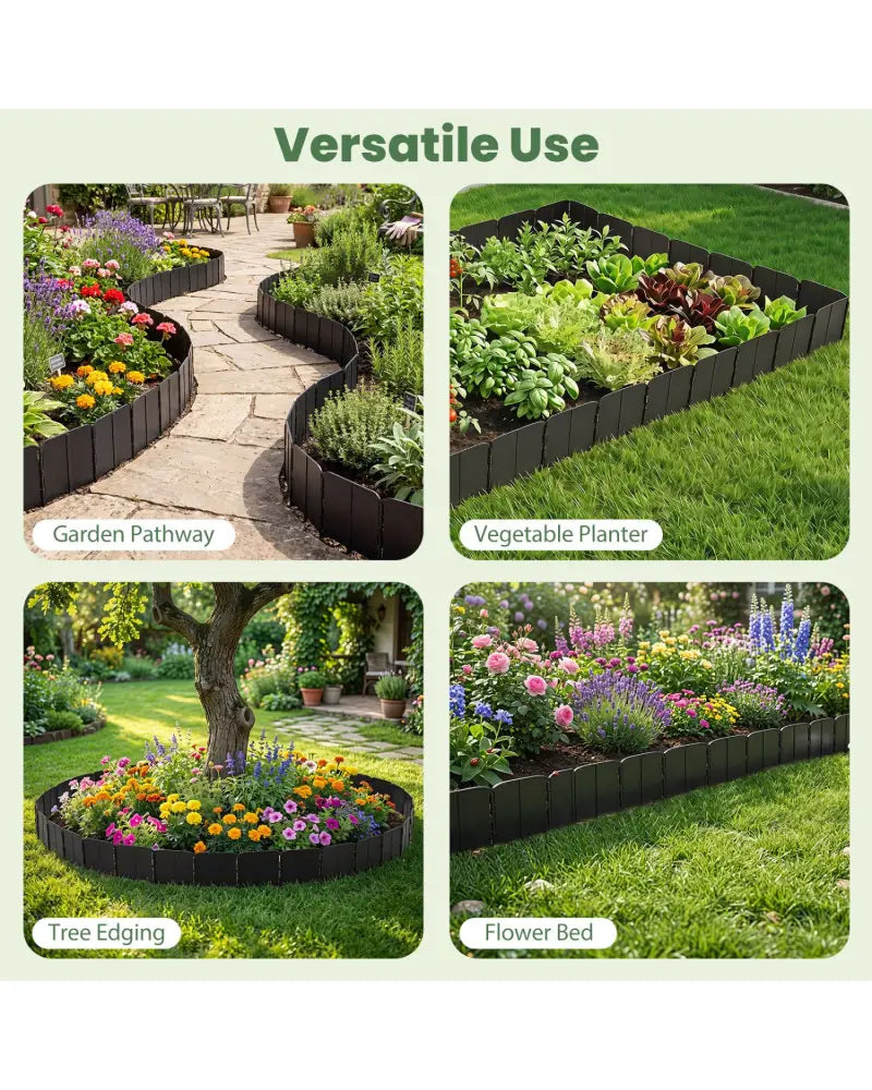10.5 FT 70 PCS Garden Edging Borders No Dig Interlocking Design for Flower Beds-Black - Black - Raised Garden Beds
