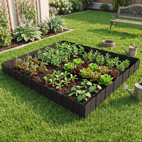 10.5 FT 70 PCS Garden Edging Borders No Dig Interlocking Design for Flower Beds-Black - Black - Raised Garden Beds
