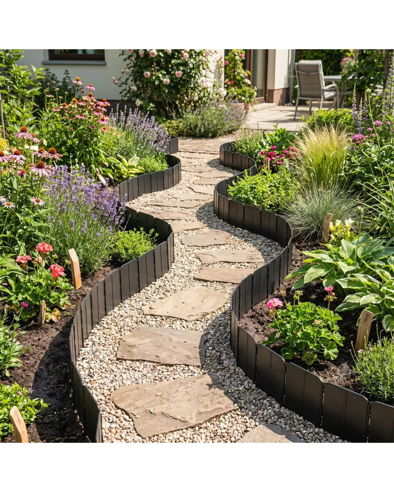 10.5 FT 70 PCS Garden Edging Borders No Dig Interlocking Design for Flower Beds-Black - Black - Raised Garden Beds