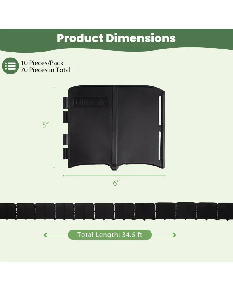 10.5 FT 70 PCS Garden Edging Borders No Dig Interlocking Design for Flower Beds-Black - Black - Raised Garden Beds