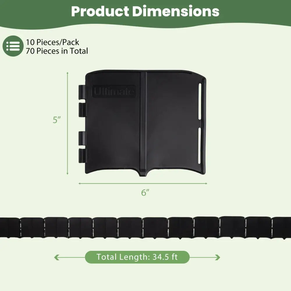 10.5 FT 70 PCS Garden Edging Borders No Dig Interlocking Design for Flower Beds-Black - Black - Raised Garden Beds