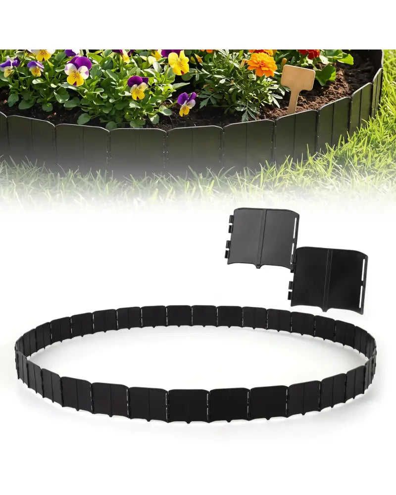 10.5 FT 70 PCS Garden Edging Borders No Dig Interlocking Design for Flower Beds-Black - Black - Raised Garden Beds