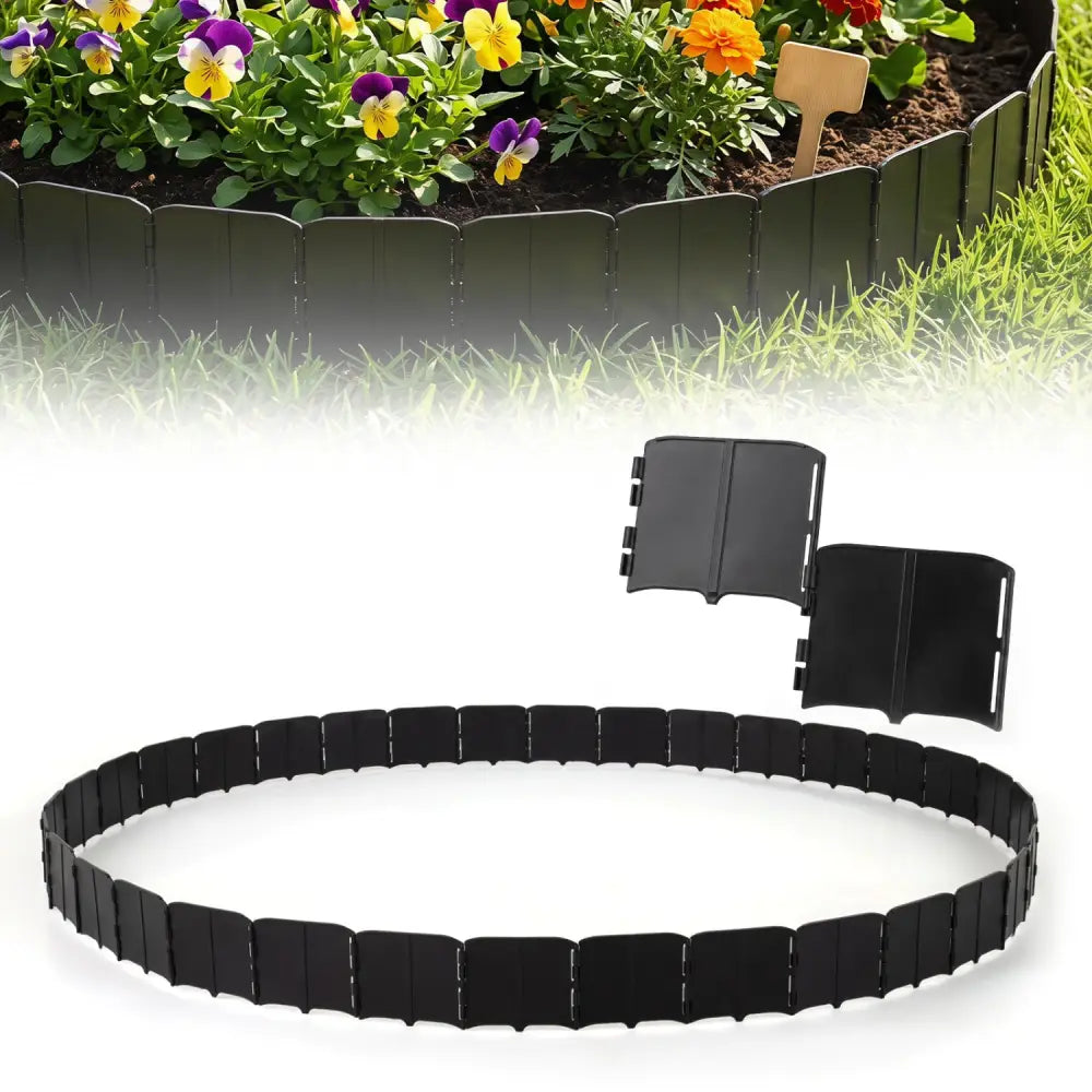 10.5 FT 70 PCS Garden Edging Borders No Dig Interlocking Design for Flower Beds-Black - Black - Raised Garden Beds