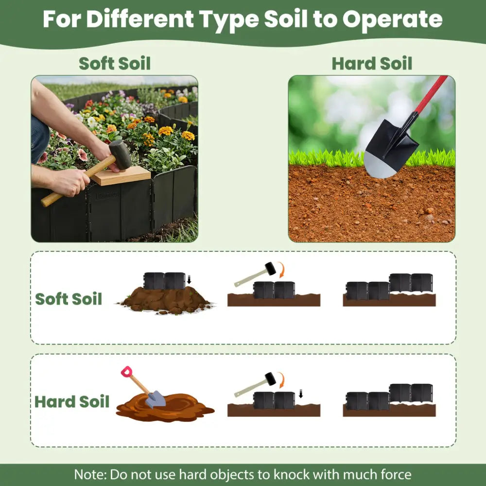 10.5 FT 70 PCS Garden Edging Borders No Dig Interlocking Design for Flower Beds-Black - Black - Raised Garden Beds