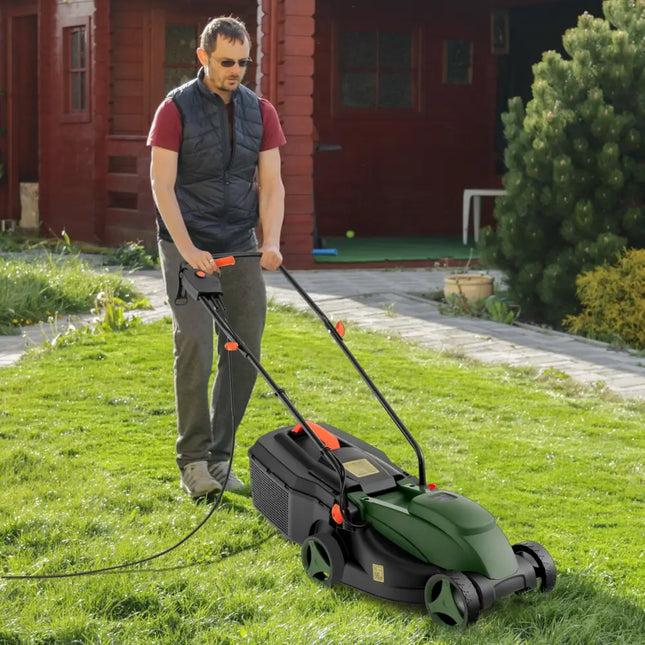 10 AMP 13 Inch Electric Corded Lawn Mower with Collection Box-Black & Green - Blue & Green - Lawn Care Tools
