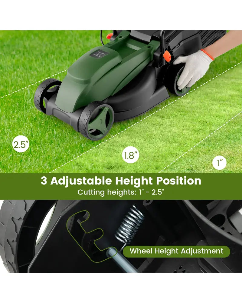 10 AMP 13 Inch Electric Corded Lawn Mower with Collection Box-Black & Green - Blue & Green - Lawn Care Tools