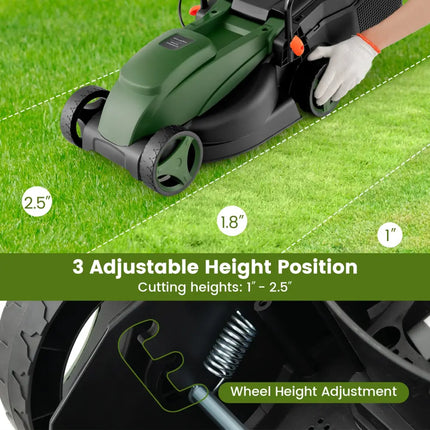 10 AMP 13 Inch Electric Corded Lawn Mower with Collection Box-Black & Green - Blue & Green - Lawn Care Tools
