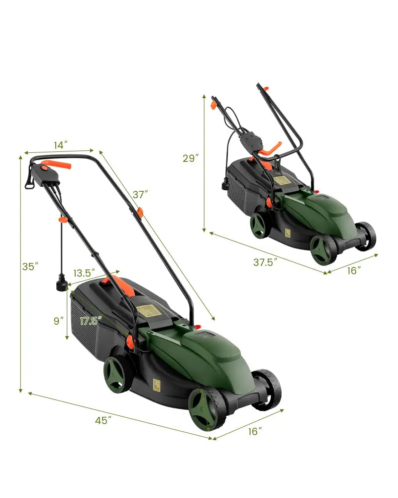 10 AMP 13 Inch Electric Corded Lawn Mower with Collection Box-Black & Green - Blue & Green - Lawn Care Tools
