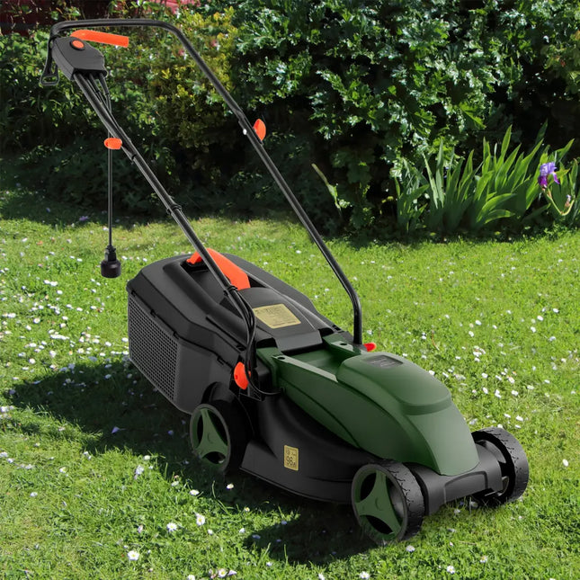 10 AMP 13 Inch Electric Corded Lawn Mower with Collection Box-Black & Green - Blue & Green - Lawn Care Tools