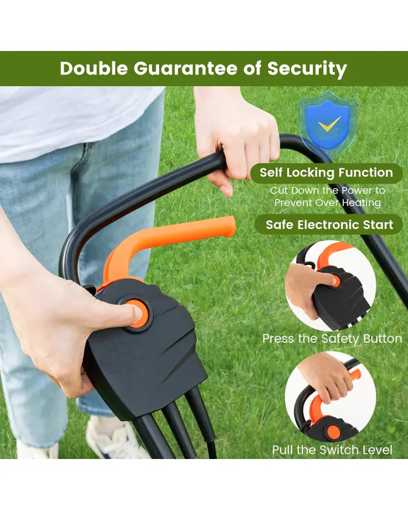 10 AMP 13 Inch Electric Corded Lawn Mower with Collection Box-Black & Green - Blue & Green - Lawn Care Tools