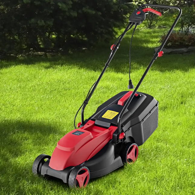 10 AMP 13 Inch Electric Corded Lawn Mower with Collection Box-Red - Red - Lawn Care Tools