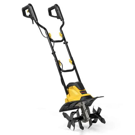10 Amp Powerful Corded Electric Tiller Cultivator with Safety Lock-Yellow - Yellow - Lawn Care Tools