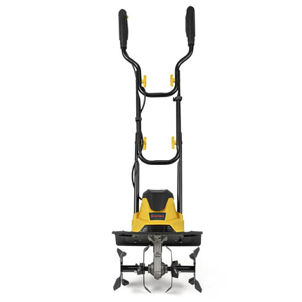10 Amp Powerful Corded Electric Tiller Cultivator with Safety Lock-Yellow - Yellow - Lawn Care Tools