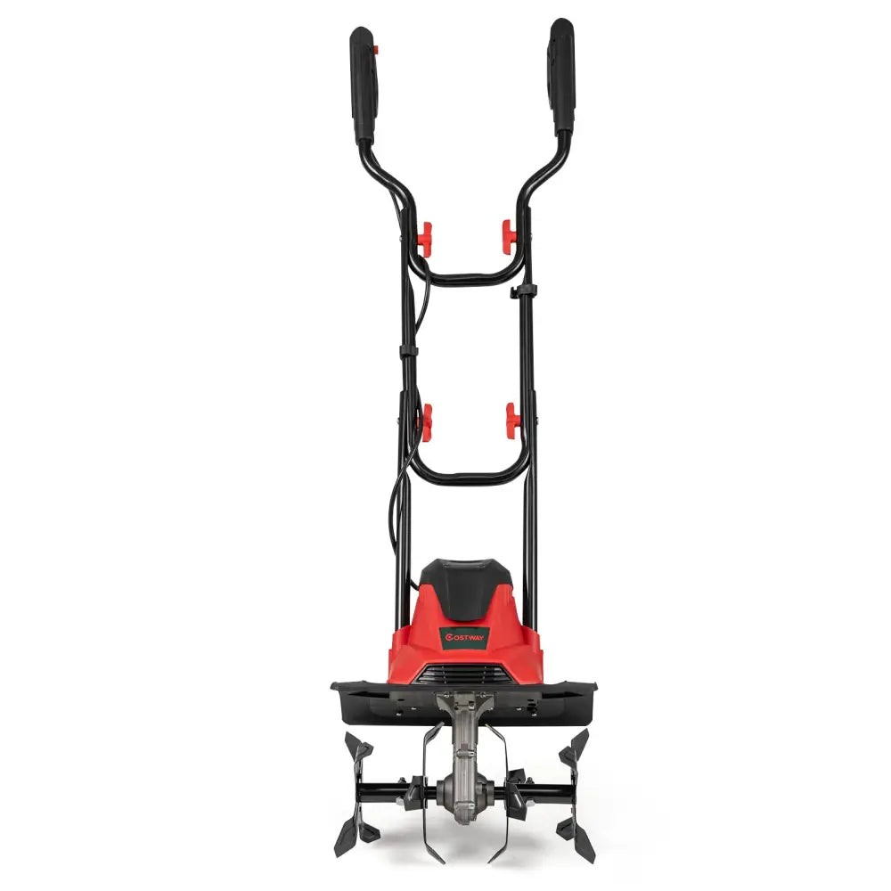 10 Amp Powerful Corded Electric Tiller Cultivator with Safety Lock-Red - Red - Lawn Care Tools