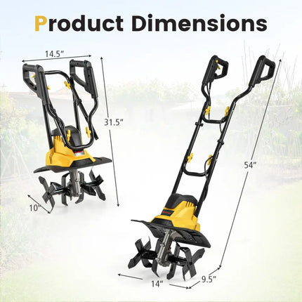 10 Amp Powerful Corded Electric Tiller Cultivator with Safety Lock-Yellow - Yellow - Lawn Care Tools