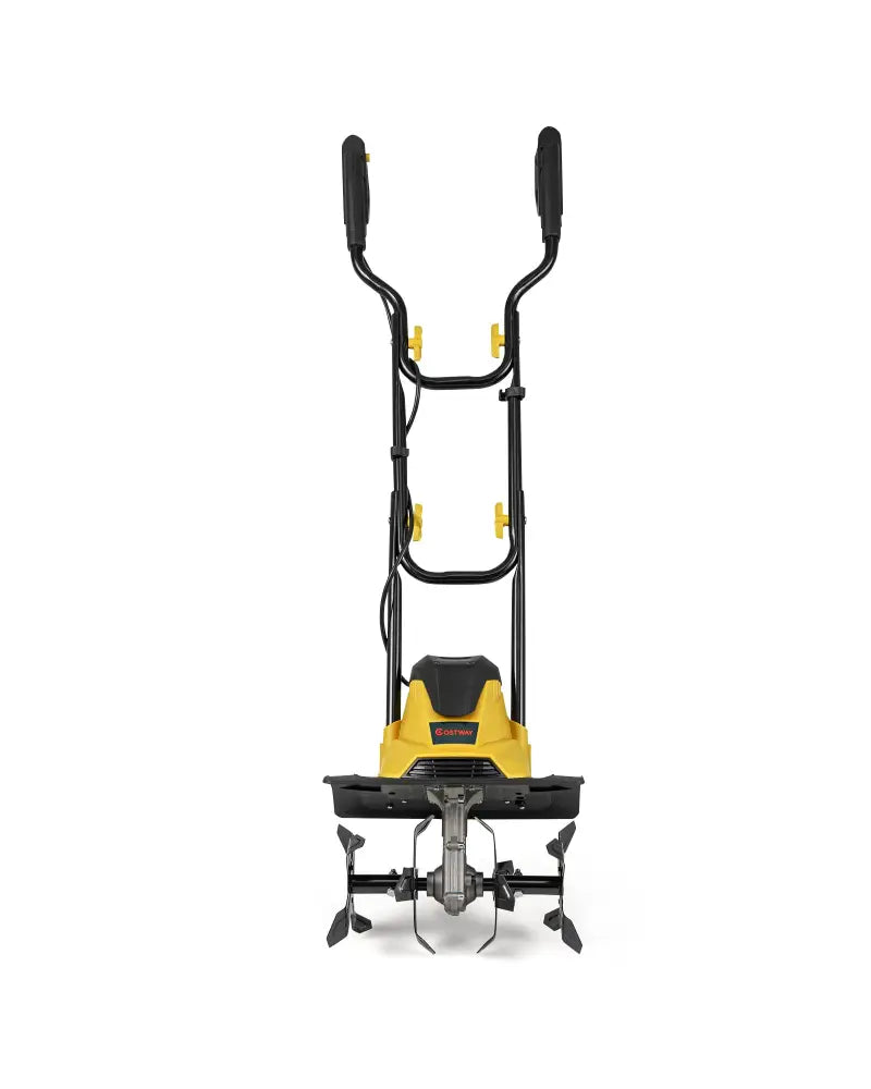 10 Amp Powerful Corded Electric Tiller Cultivator with Safety Lock-Yellow - Yellow - Lawn Care Tools