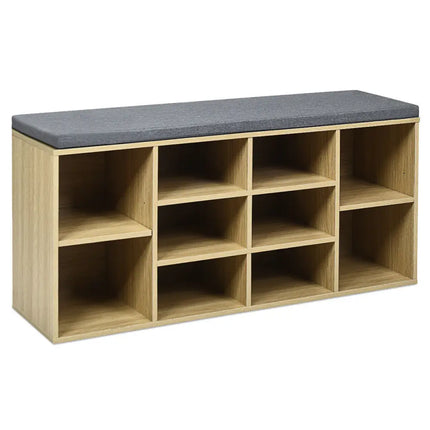 10-Cube Organizer Entryway Padded Shoe Storage Bench-Beige - Beige - Shoe Racks & Storage Benches