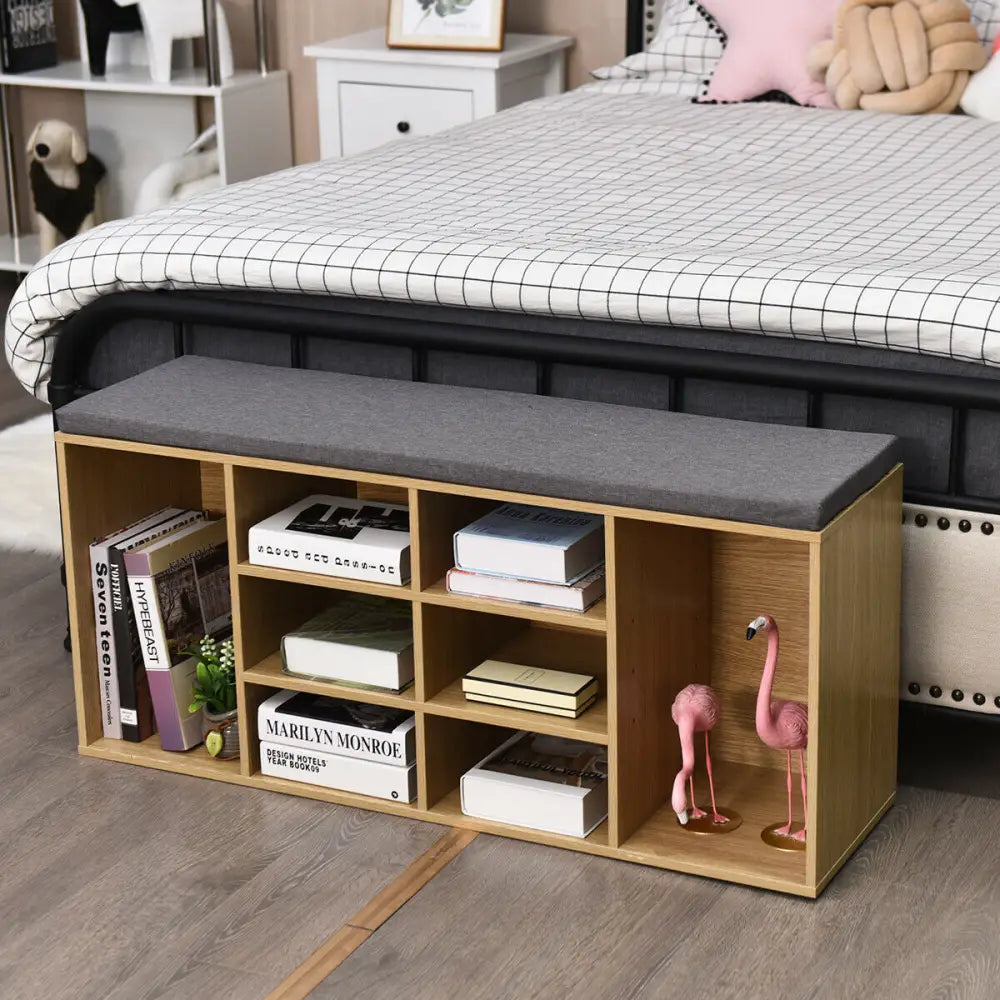 10-Cube Organizer Entryway Padded Shoe Storage Bench-Beige - Beige - Shoe Racks & Storage Benches