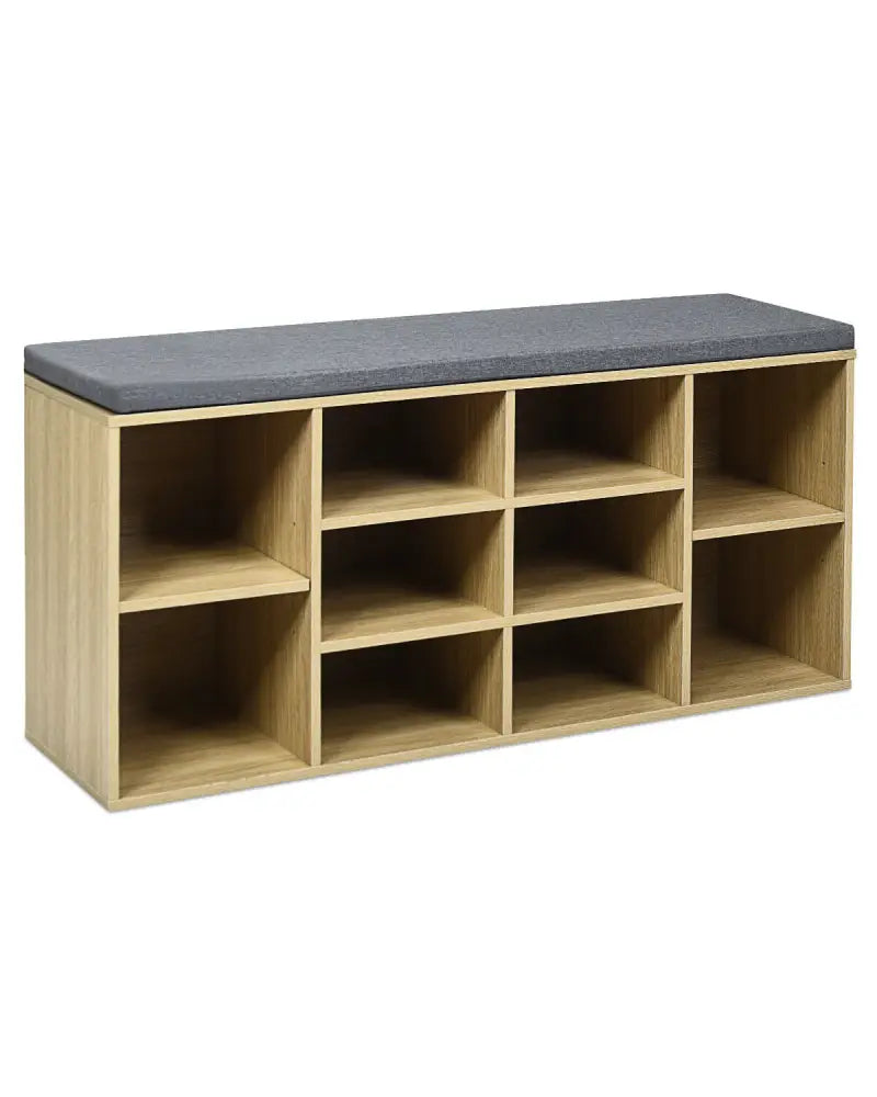10-Cube Organizer Entryway Padded Shoe Storage Bench-Beige - Beige - Shoe Racks & Storage Benches