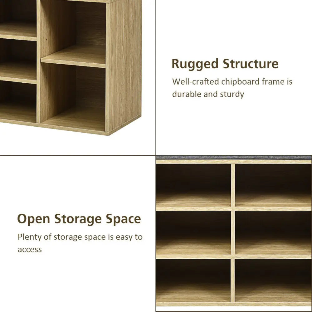 10-Cube Organizer Entryway Padded Shoe Storage Bench-Beige - Beige - Shoe Racks & Storage Benches
