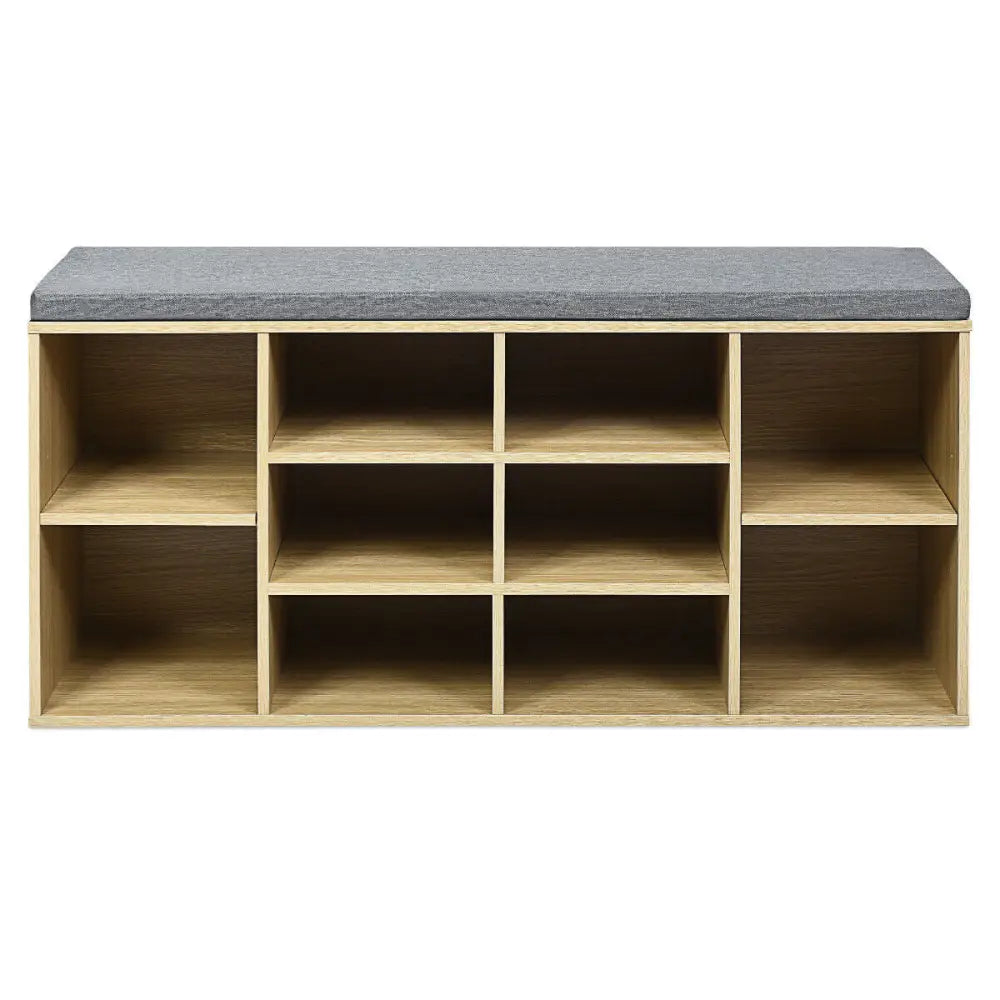 10-Cube Organizer Entryway Padded Shoe Storage Bench-Beige - Beige - Shoe Racks & Storage Benches