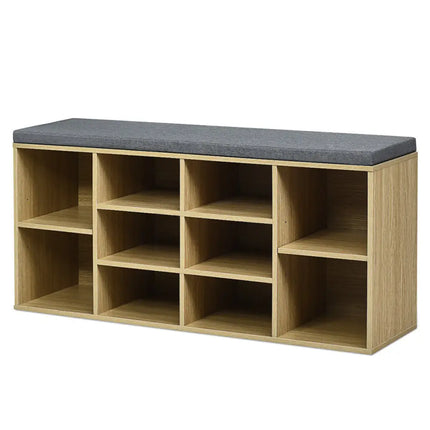 10-Cube Organizer Entryway Padded Shoe Storage Bench-Beige - Beige - Shoe Racks & Storage Benches