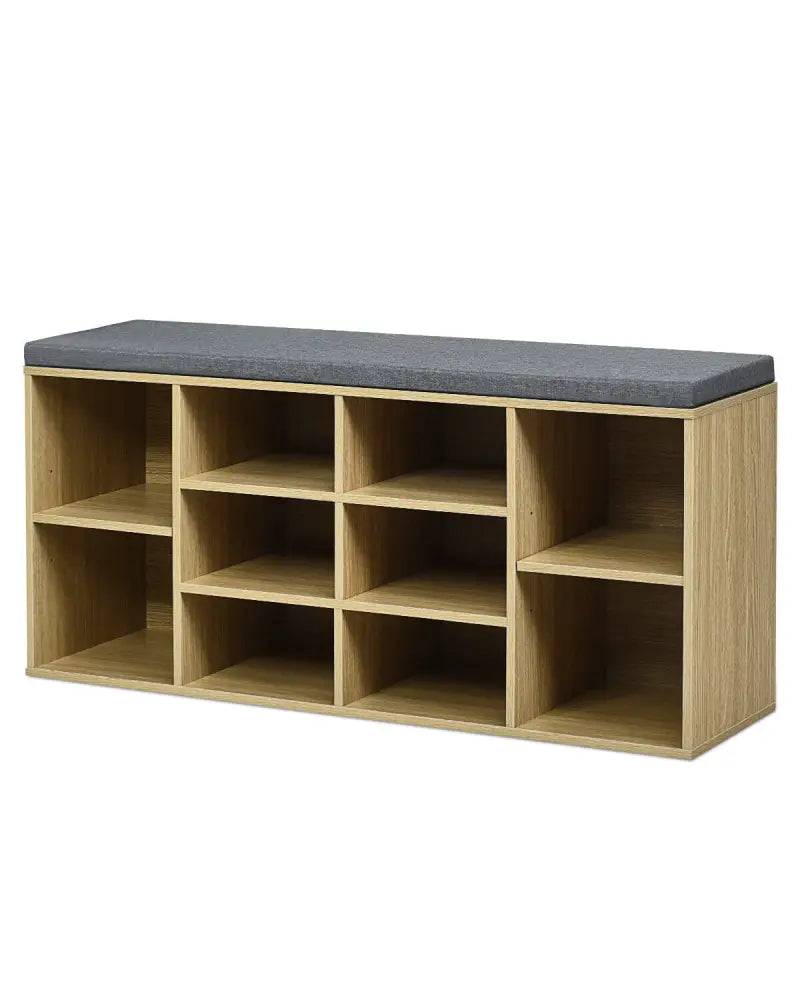 10-Cube Organizer Entryway Padded Shoe Storage Bench-Beige - Beige - Shoe Racks & Storage Benches