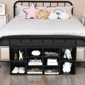 10-Cube Organizer Entryway Padded Shoe Storage Bench-Black - Black - Shoe Racks & Storage Benches