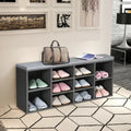 10-Cube Organizer Entryway Padded Shoe Storage Bench-Gray - Gray - Shoe Racks & Storage Benches