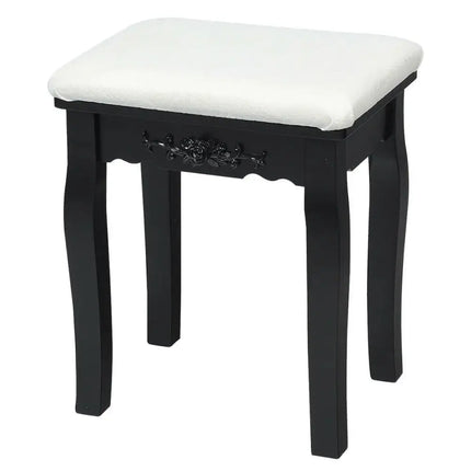 10 Dimmable Lights Vanity Table Set with Lighted Mirror and Cushioned Stool-Black Costway