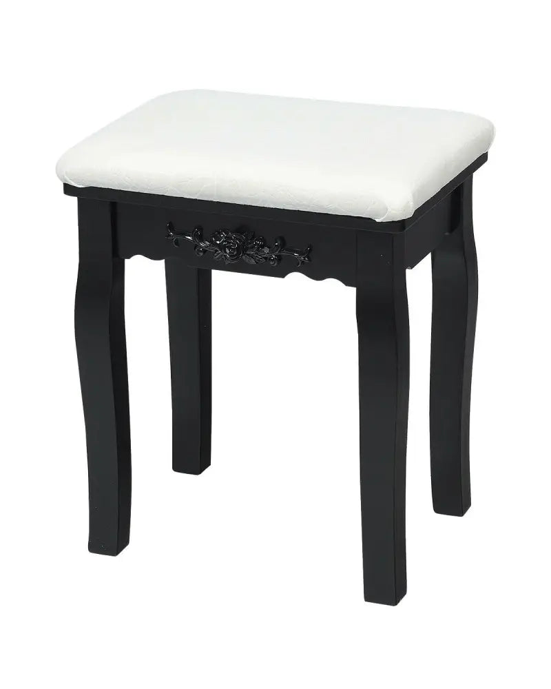 10 Dimmable Lights Vanity Table Set with Lighted Mirror and Cushioned Stool-Black - Black - Makeup Vanities