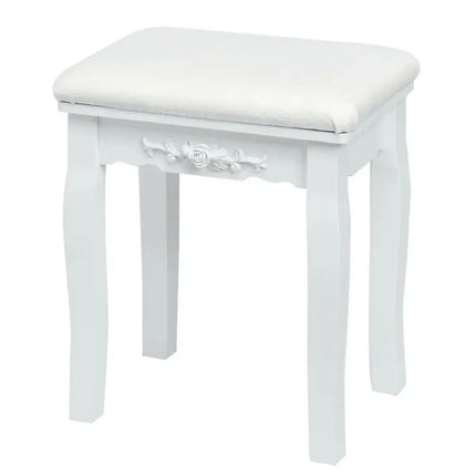 10 Dimmable Lights Vanity Table Set with Lighted Mirror and Cushioned Stool-White Costway