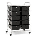 10-Drawer Rolling Storage Cart-Black - Black - File Cabinets