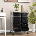 10-Drawer Rolling Storage Cart-Black - Black - File Cabinets