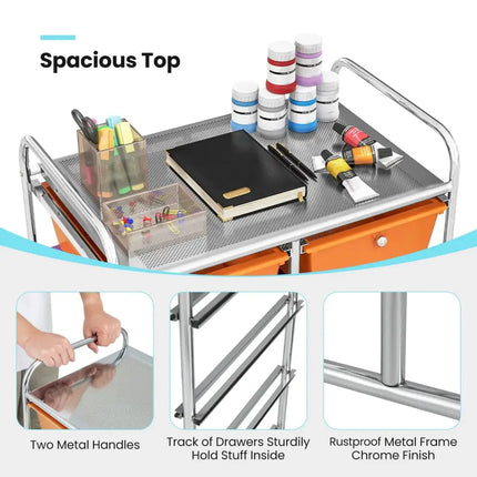 10-Drawer Rolling Storage Cart-Deep Multicolor Costway